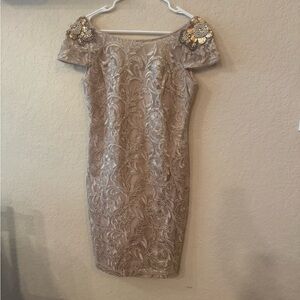 Elegant Embellished Beige Dress